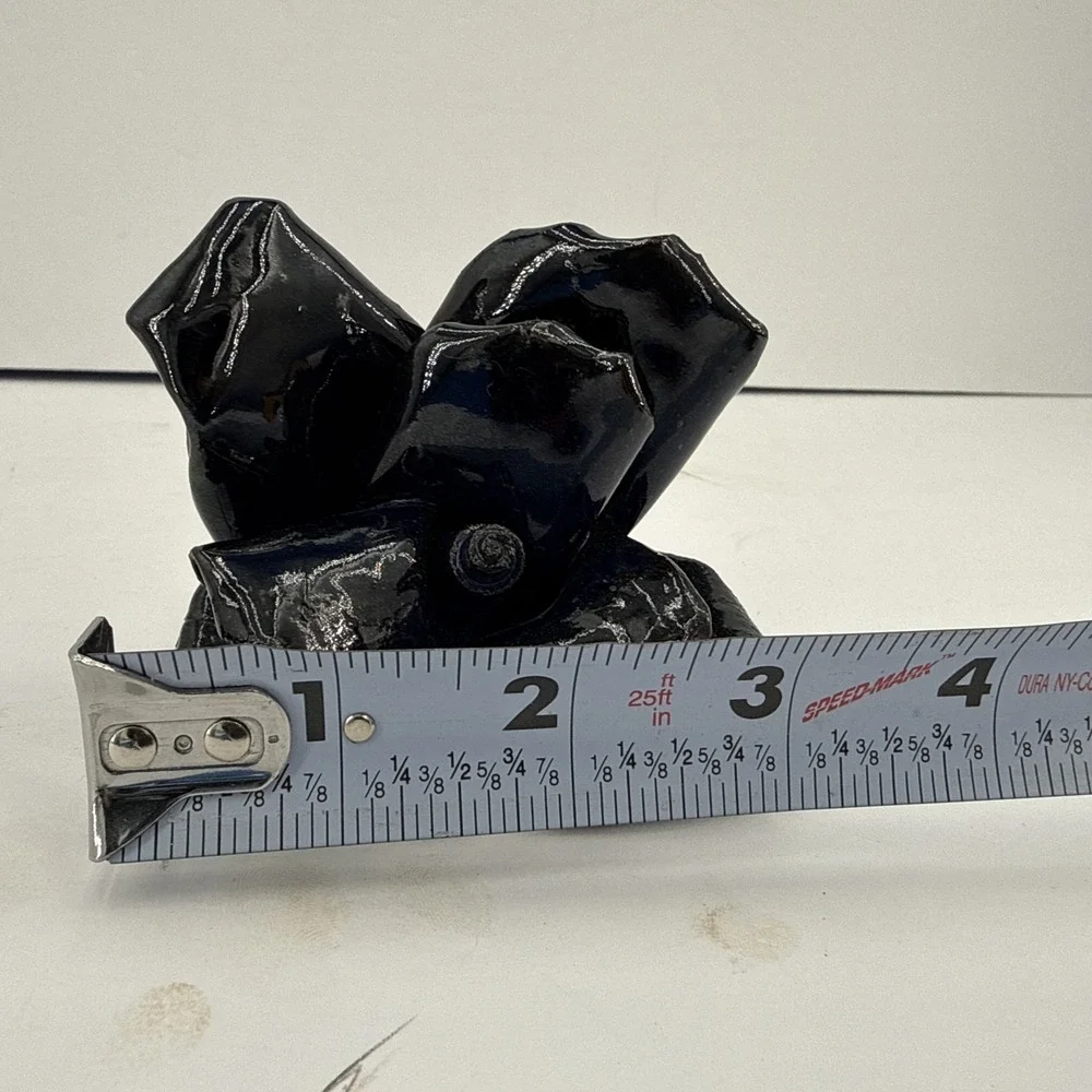 Beautiful Studio Art  Pottery Flower 3 in Rose Midnight Blue Gothic